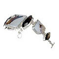 10600: Silver Setting White, brown chalcedony bracelets