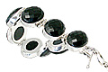 10840: Silver Setting Black onyx chunky bracelets