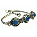 10991: Silver Setting blue chalcedony bracelets