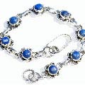 11088: Silver Setting blue lapis lazuli  flower bracelets