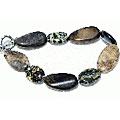 11137: Beaded brown jasper  chunky bracelets