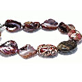 11141: Beaded brown,purple,red mother-of-pearl  chunky bracelets