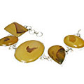 11145: Silver Setting Yellow, Brown onyx bracelets