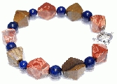 11170: Beaded blue,brown,multi-color jasper  chunky bracelets