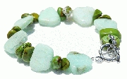 11172: Beaded blue,green chrysoprase chipped bracelets