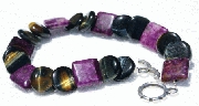 11176: Beaded black,brown,purple jasper bracelets
