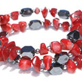 11211: Other Metal black,red hematite  chipped bracelets