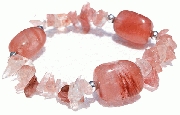 11246: Beaded pink quartz  stretch bracelets