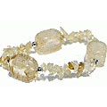 Design 11251: orange,white,yellow rutilated quartz chipped bracelets