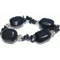 11252: Other Metal black jasper  chipped bracelets