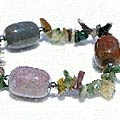 11296: Beaded blue,purple,brown,green jasper  chipped bracelets