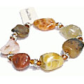 Design 11353: brown,orange,multi-color agate chunky, stretch bracelets