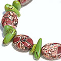 11429: Beaded green,red magnesite  chipped bracelets