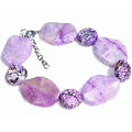 11433: Beaded purple magnesite chunky bracelets