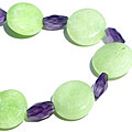 Design 11440: green,purple jade stretch bracelets