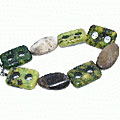 11481: Beaded green,brown,white jasper  chunky bracelets