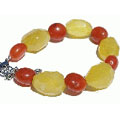 11486: Other Metal orange,yellow,multi-color chalcedony chunky bracelets