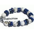 Design 11489: blue,white,multi-color lapis lazuli chunky bracelets