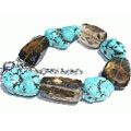 Design 11491: blue,brown smoky quartz adjustable bracelets