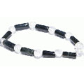 11499: Beaded black,white tiger eye  stretch bracelets