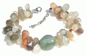 11529: Beaded green,orange moonstone bracelets