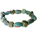 11715: Beaded Green, Red bloodstone stretch bracelets