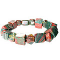 11717: Beaded Green, Red bloodstone bracelets