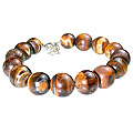 12189: Beaded Brown tiger eye bracelets