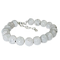 12256: Beaded White,Black moonstone bracelets
