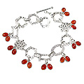 12924: Silver Setting orange carnelian adjustable bracelets