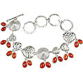 12927: silver setting orange carnelian adjustable bracelets