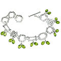 12931: silver setting green peridot contemporary bracelets