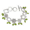 12933: silver setting green peridot  contemporary bracelets