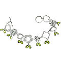 12934: silver setting green peridot  contemporary bracelets