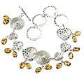 12944: silver setting yellow citrine adjustable bracelets