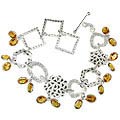 12945: silver setting yellow citrine adjustable bracelets