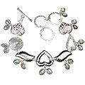 12946: silver setting blue,green,gray labradorite  adjustable bracelets