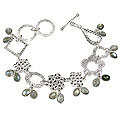 12948: silver setting blue,green,gray labradorite  adjustable bracelets