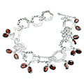 12951: Silver Setting red garnet  adjustable bracelets