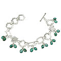 12957: Silver Setting green turquoise adjustable bracelets