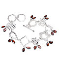 12971: Silver Setting red garnet  adjustable bracelets