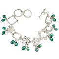 12974: Silver Setting green turquoise adjustable bracelets