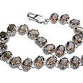 12977: Silver Setting brown smoky quartz estate bracelets