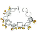 13032: silver setting yellow citrine adjustable bracelets