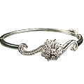 13331: Silver Setting white cubic zirconia  bangles bracelets