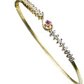 13332: Gold Plated pink,white cubic zirconia contemporary bracelets