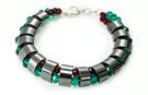 Design 17510 blue,gray,red hematite staff-picks bracelets