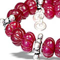9715: Beaded pink quartz chunky bracelets