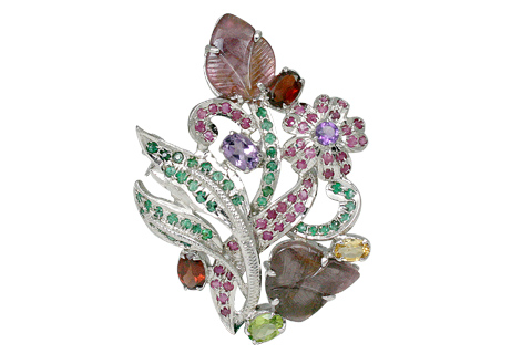 SKU 11641 - a Multi-stone brooches Jewelry Design image