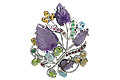 11639: Mulit, Purple multi-stone brooches